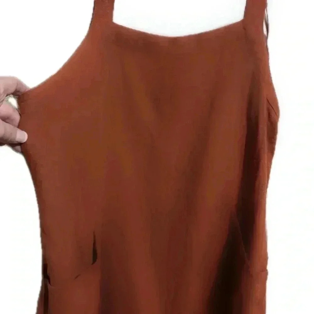ABOUND Burnt Orange linen sleeveless shorts romper -tie in back - Size Small - Picture 4 of 7